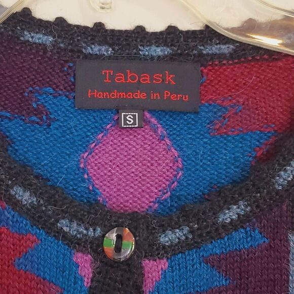 Tabask ALPACA Sweater Cardigan Small Colorful Aztec Southwestern Geometric #37 - Picture 2 of 7